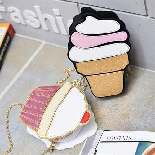 Creative Ice Cream Shoulder Bag Women Zipper 15 Three-dimensional Bags Korean Version of The Chain Crossbody Female Cartoon Pu