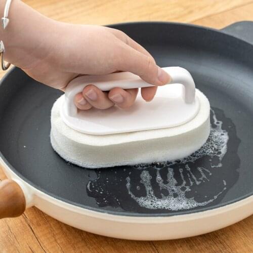 Kitchens Dishwashing Sponge Clean Rub Pot Rust Focal Stains Sponge Removing Kit with Handle TS2 Household Cleaning Tools