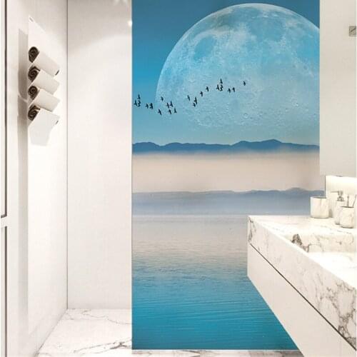 Sea Moonlight bedroom frosted window glass sticker bathroom anti-corrosive opaque kids room bathroom window paper glass film