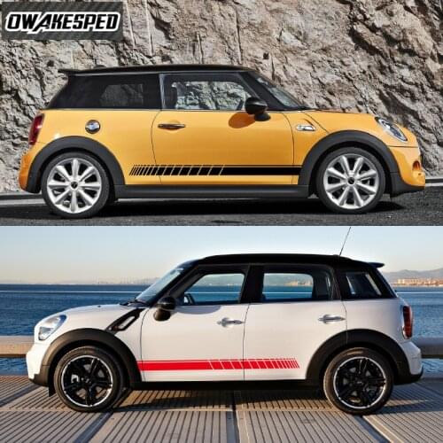 Car Door Side Skirt Sticker Racing Sport Stripes Decal For MINI-Cooper S Clubman F55 F56 F54 F60 R56 R57 R55 3-5 doors