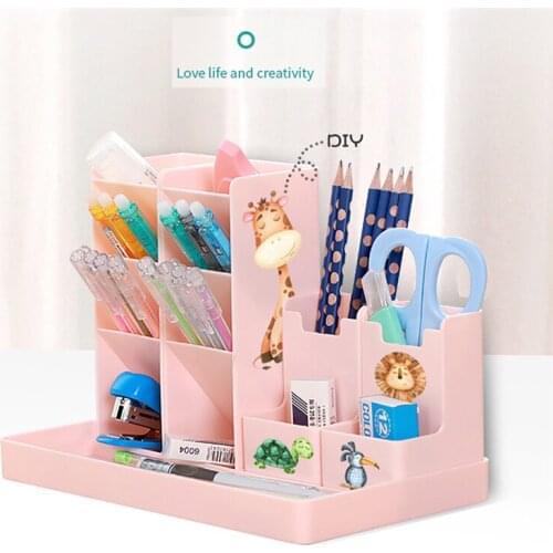 Desktop Oblique Pen Holder Pencil Makeup Brush Storage Box Desktop Organizer Stand Case School Office Stationery Small Tools