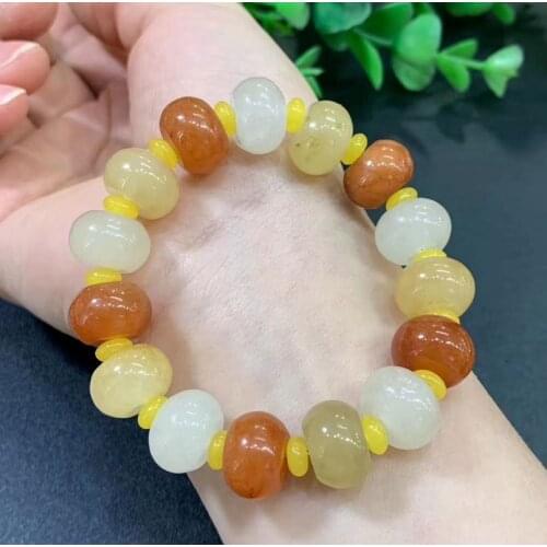 Nature Beautiful multicolour Jade Bangle Mala Bead bracelet Hanging Jin Si YU Amulet
