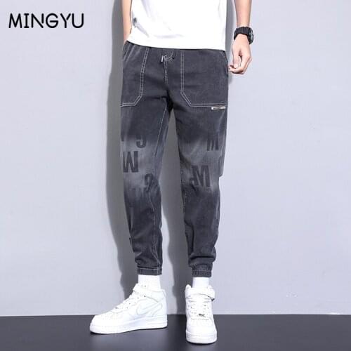 New Loose Men Jeans Male Trousers Letter printing Design High Quality Cozy All-match Students Daily Casual Denim Harlan Pants