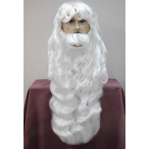 Free shipping Health charming Christmas grandpa Christmas Day white wig styling