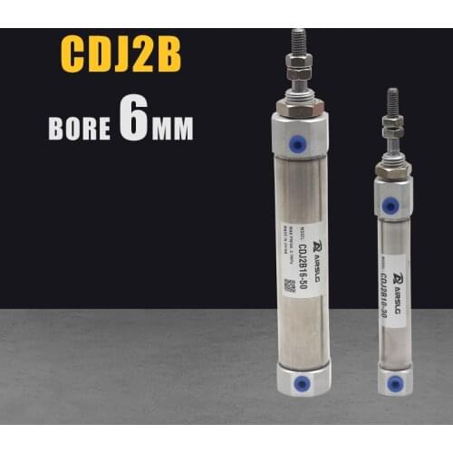 CDJ2B Type Mini Pneumatic Air Cylinder Double Acting Single Rod 6mm Bore 5~200mm Stroke CDJ2B6
