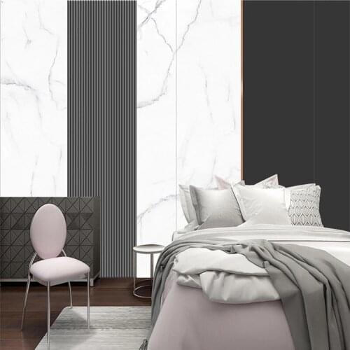 Custom 3D Photo Modern European Style Black White Marble Strip Background Wall Mural Bedroom Living Room Waterproof Wallpaper
