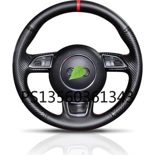 For Audi hand-stitched steering wheel cover A4L/Q5/A6L/A5/A3/q7/a8l carbon fiber leather suede cover