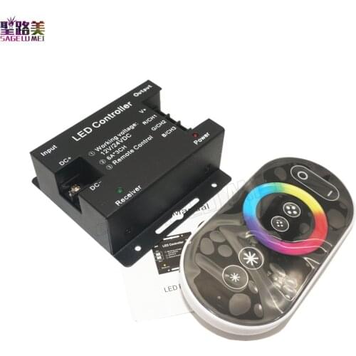Free shipping DC12-24V 18A RF Remote Wireless Touch Pad Panel LED Controller Dimmer for 5050 3528 2835 RGB LED strip Light Tape