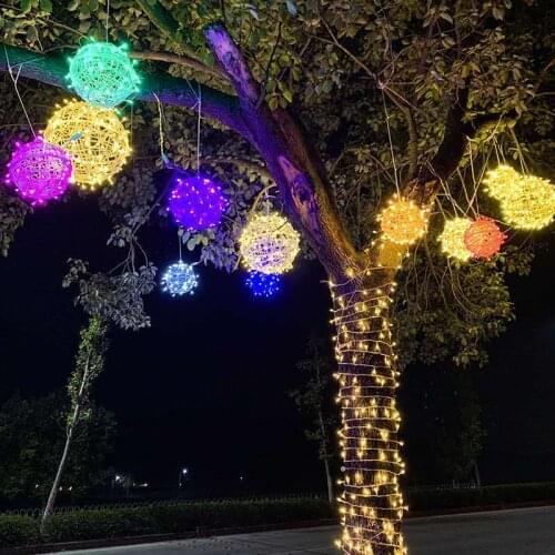 Garden Decor 20cm 30cm Led Takraw Lamp Outdoor Waterproof Hanging Tree Christmas Decoration for Home Wedding Garland Fairy Light