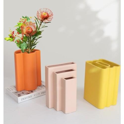 Nordic Geometric Art Ceramic Vase Decoration Model Room Living Room Dining Room Designer Dry Flower Arrangement Decor Vase