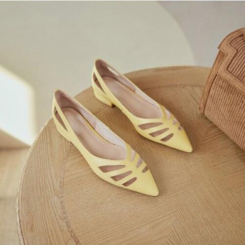 SKLFGXZY New Summer Women Sandals Genuine Leather Cowhide Pointed Commuting Comfortable Shoes Roman Style