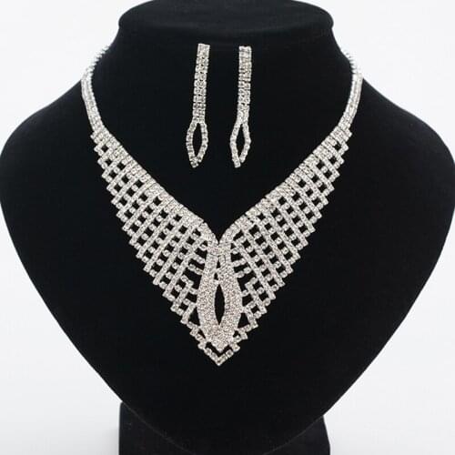 YFJEWE Wedding Dress Wedding Accessories Chain Jewelry Set New Arrive Fashion Rhinestone bride Big Necklace Earrings sets N338