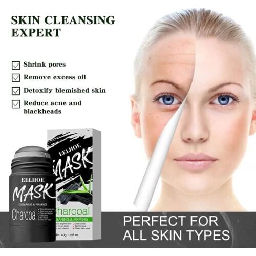 Charcoal Vitamin C Solid Mask For Face Deep Cleaning Blackhead Remove Green Tea Oil Control Eggplant Moisturizing Cleaning Mask