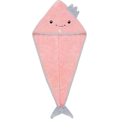 Water Absorption Hair Drying Towel with Button Shower Quick Dry Head Wrap Turban R3MF