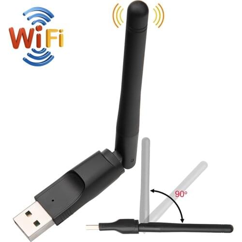 WiFi Wireless Network Card USB LAN Adapter Internet Wi-fi Dongle IEEE 802.11 B/g/n with Rotatable Antenna for PC Laptop Desktops