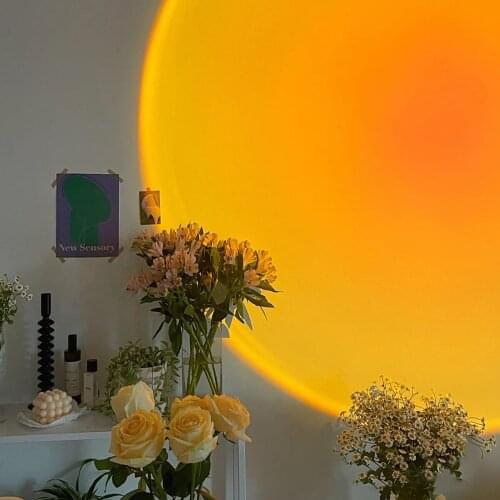 Sunset Projector Lamp Night Light USB Atmosphere Rainbow Ambient Lighting Background Wall Decoration Colorful Selfie Lights