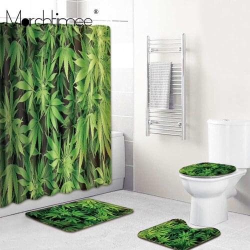 Green Tropical Plants Shower Curtain Bathroom Waterproof Polyester Shower Curtain Leaves Printing Bathing Shower Curtains