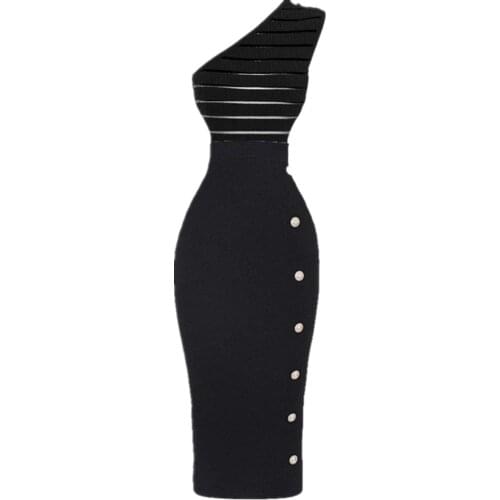 High Street Women Summer Sexy Buttons Midi Black Blue Bandage Skirt 2021 Designer Elegant Bodycon Pencil Skirt Female Faldas