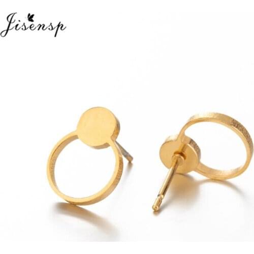 2021 New Geometric Round Earrings for Women Punk Stainless Steel Jewelry Simple Circle Ear Studs Street Pop Pendients Gift