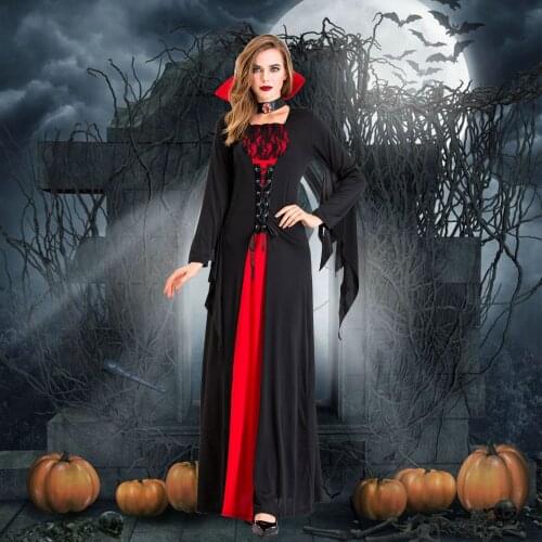 Retro Womens Gothic Dress Halloween Witch Cosplay Costumes Long Sleeve Floor Length Lace Up Hoodies Long Dresses For Women #40