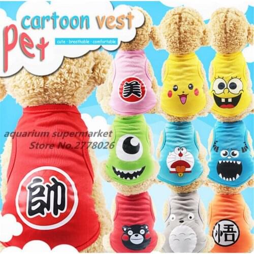 1 piece 11 cartoon styles small dog clothes dog shirt T-shirt breathable pet vest pet dog supplies XS/S/M/L/XL/XXL