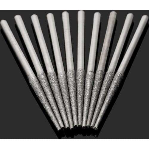 10Pcs Diamond Coated Trigonometric Flat Head Lengthened Burrs Bit Drill Polishing Grinding Rods Ceramic Wood Stone Rotary Tools