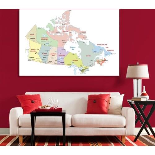 150*100 cm The Canada Political Map In French Large Wall Poster Non-woven Canvas Painting Classroom Home Decor School Supplies