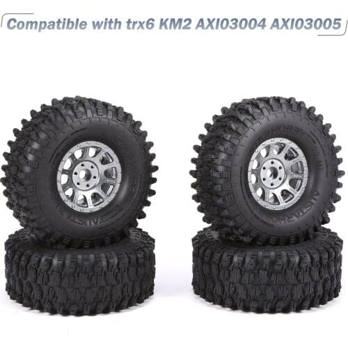 4PCS AUSTAR 7021+2018GL RC Tires 125*50mm Metal Wheel Rim Rubber Tire for RC Buggy Off-road Car for trx6 KM2 AXI03004 AXI03005