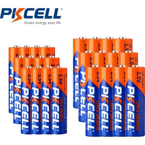 Аккумуляторы PKCELL 12PCS LR6 AA и 12PCS LR03 1.5V AAA щелочные батареи основной и одноразовой батареи для игрушек