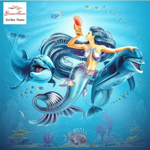 GOLDEN PANNO Diamond Painting Full Square Diy Daimond Embroidery Diamant Mosaic Sale Displasy Broderie Diamant Mermaid Picture