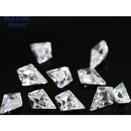 White Kite Shape Cubic Zirconia Brilliant Cut Loose Special Cut CZ Stone Synthetic Gems Beads For Jewelry 3x5-4x6mm