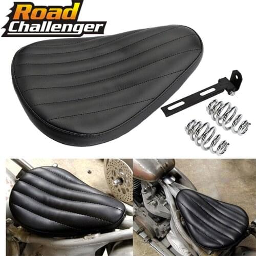 Motorcycle Seat Black Leather Solo Saddle Driver Seat Bracket For Harley Chopper Bobber