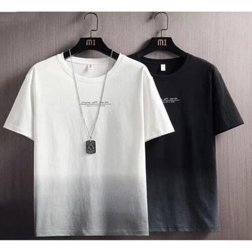 Cotton Mens T-shirt Summer Fashion Pullover Round Neck Top Male Short Sleeve Tees High Street Leisure Loose T Shirt Ropa Hombre