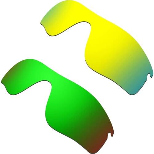 HKUCO For Radarlock Path Sunglass Polarized Replacement Lenses Color-24K Gold & Green 2 Pairs