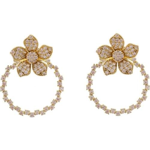 LAN PALACE fashion flowers women Zircon Earrings Asymmetric Personality Famale Earrings For Women Birthday Gift