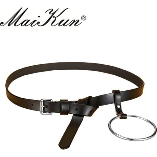 Luxury Belts for Women Dress Elegant Big Metal Ring Decorated Female Strap for Skirt Fashion Pin Buckle Solid Leather Waistband