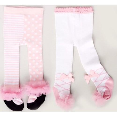 Cute cotton stockings lace tie girl baby winter newborn girls Pantyhose Meisje fille Menina Collant tights lace cotton clothes
