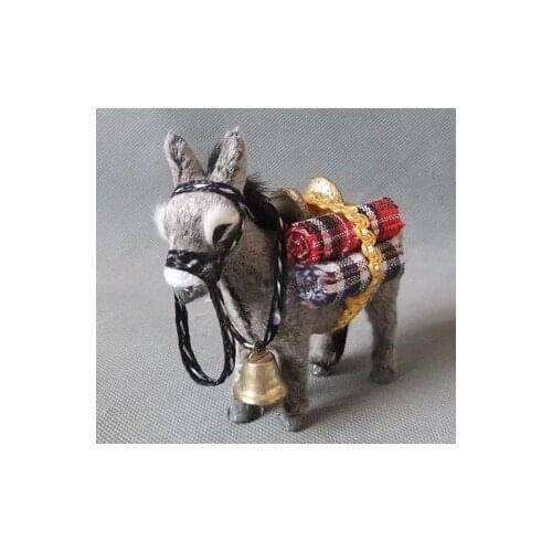 Simulation gray donkey about 11x10 cm Handmade model,polyethylene&furs toy,Photography Prop,decoration gift w4095