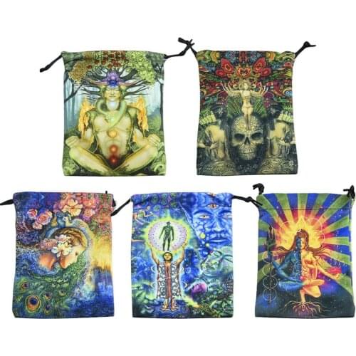 New Printed Velvet Tarots Storage Bag Oracle Card Witch Divination Accessories Tarot Cards Drawstring Package