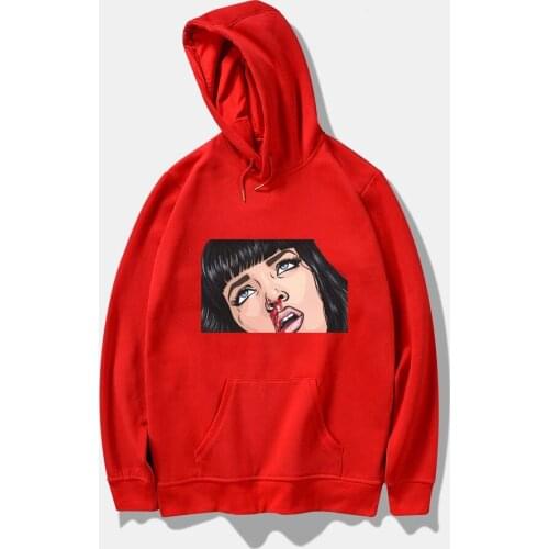 New Pulp Fiction Mia Wallace Hoodies Women Fashion Retro Gothic Sweatshirt Harajuku Pullovers Streetwear Popular Loose Hoodies