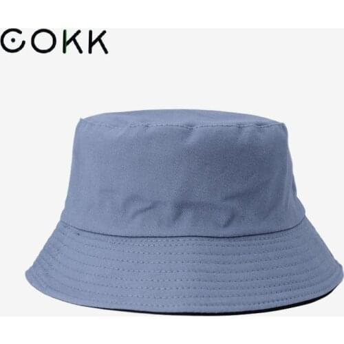 COKK Womens Hat Bucket Hat Mens Panama Fishing Hats For Women Men Spring Summer Bucket Hats K Pop Fisherman Cap Double Color