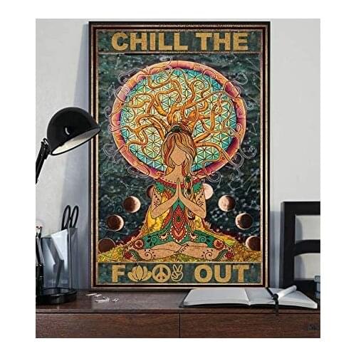 Yoga Poster Meditation Girl Poster Namaste Girl Poster Mandala Girl Yoga Vintage Yoga Lovers Gift Vintage Metal Sign Poster