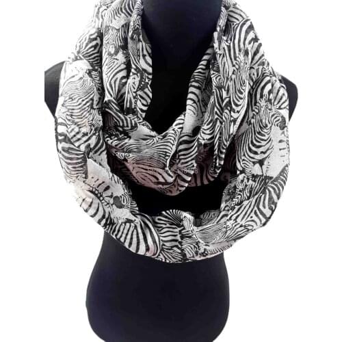 Zebra Stripe Print Womens Infinitiy Snood Scarf Ladies Accessories for Gift, Free Shipping