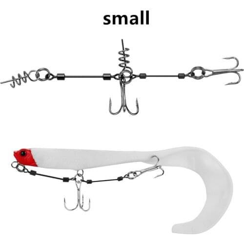 1PCS Fish Hook High Carbon Steel Barbed Artificial Fishing Hook Worm Fishing Bait Holder Jig Hole Pesca With spring lock pin