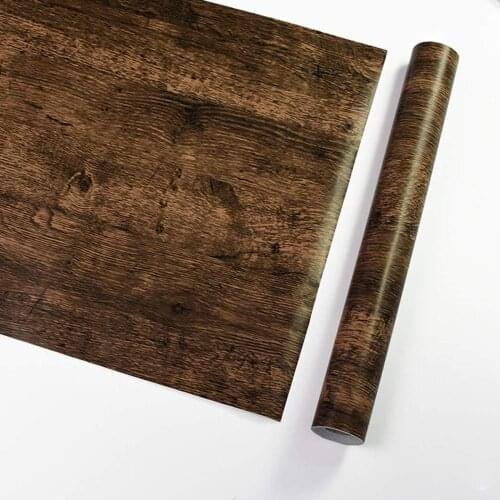 GLOW4U Self Adhesive Vinyl Film Wood Panel Contact Paper Peel and Stick Vintage Wood Plank Wallpaper for Cabinets Furniture