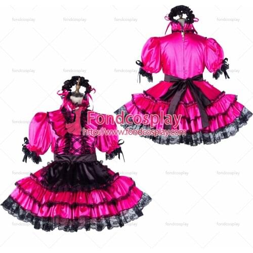 Sissy maid satin dress lockable Uniform cosplay costume Tailor-made[G2201]