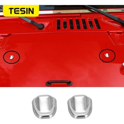 TESIN ABS Car Accessories Windshield Washer Nozzle Caps Decoration Trim Cover Stickers for Jeep Wrangler 2007 Up Car Styling