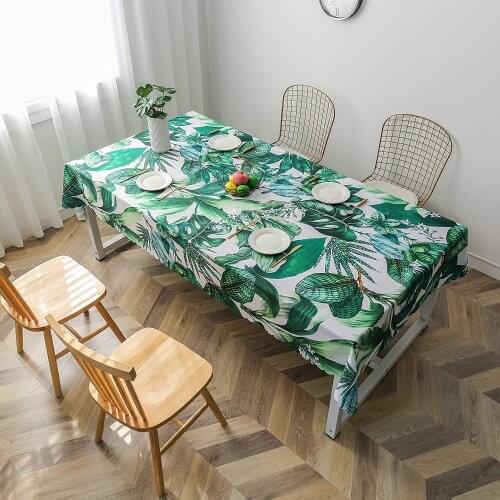 Tropical Leaves Design Print Tablecloth Water-Proof Kitchen Dining Indoor Outdoor Buffet Tabletop Decoration