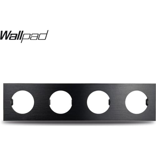Wallpad L6 DIY Black quadruple 4 Gang Frame Brushed Aluminum Metal Plate For Wall Switch Socket Free Combination, 344*86mm