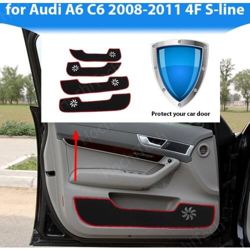 Protective Mat Side edge cover Accessories Door Inside Guard Car Door Anti Kick Pad Sticker for Audi A6 C6 2008-2011 4F S-line